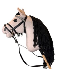 Hobbyhorse Gris avec Crinière Noire par HHLover - Taille M - Profil gauche - Bride Noire