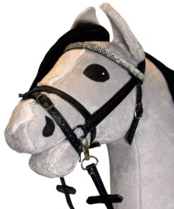 Hobbyhorse Gris avec Crinière Noire par HHLover - Taille M - Profil gauche - Bride Noire - Closer View