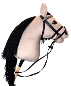 Hobbyhorse Gris avec Crinière Noire par HHLover - Taille M - Profil droit - Bride Noire