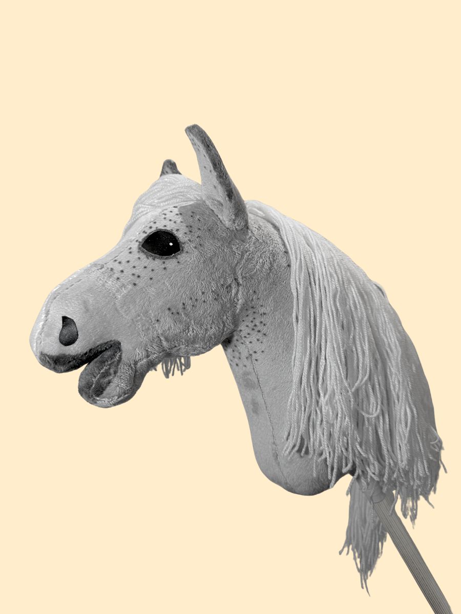 Hobbyhorse Gris à Pois Foncés avec Crinière Blanche par HHLover - Taille M - Profil gauche