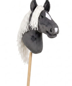 Hobbyhorse Gris Foncé avec Crinière Blanche (par HHLover) – Cheval Bâton Taille M