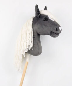 Hobbyhorse Gris Foncé avec Crinière Blanche (par HHLover) – Cheval Bâton Taille M – Image 2