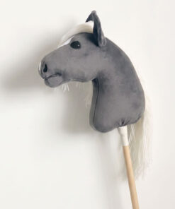 Hobbyhorse Gris Foncé avec Crinière Blanche (par HHLover) – Cheval Bâton Taille M – Image 3