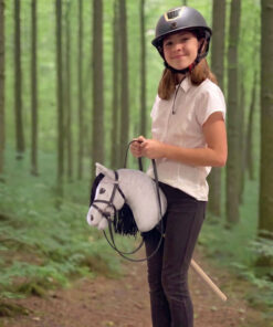 Hobbyhorse Gris Clair avec Crinière Noire (par HHLover) – Cheval Bâton Taille M – Image 2