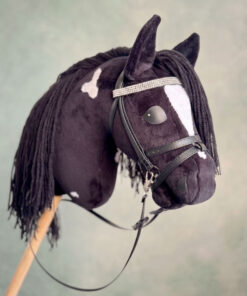 Alternative view of Hobbyhorse Tacheté Noir et Blanc avec Crinière Noire (par HHLover) – Cheval Bâton Taille M
