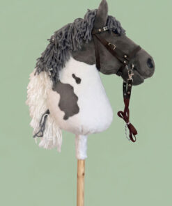 Hobbyhorse pie gris et blanc HOF taille M, crinière grise et blanche – profil droit