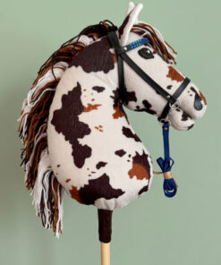 Hobbyhorse pie HOF taille M avec crinière tricolore blanche, alezane et noire – profil droit