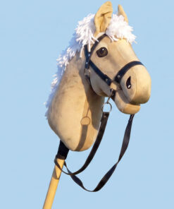 Hobbyhorse beige MyHH taille M avec crinière blanche – trois quarts face