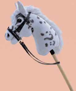 Hobbyhorse blanc tacheté MyHH taille M avec crinière blanche – profil gauche